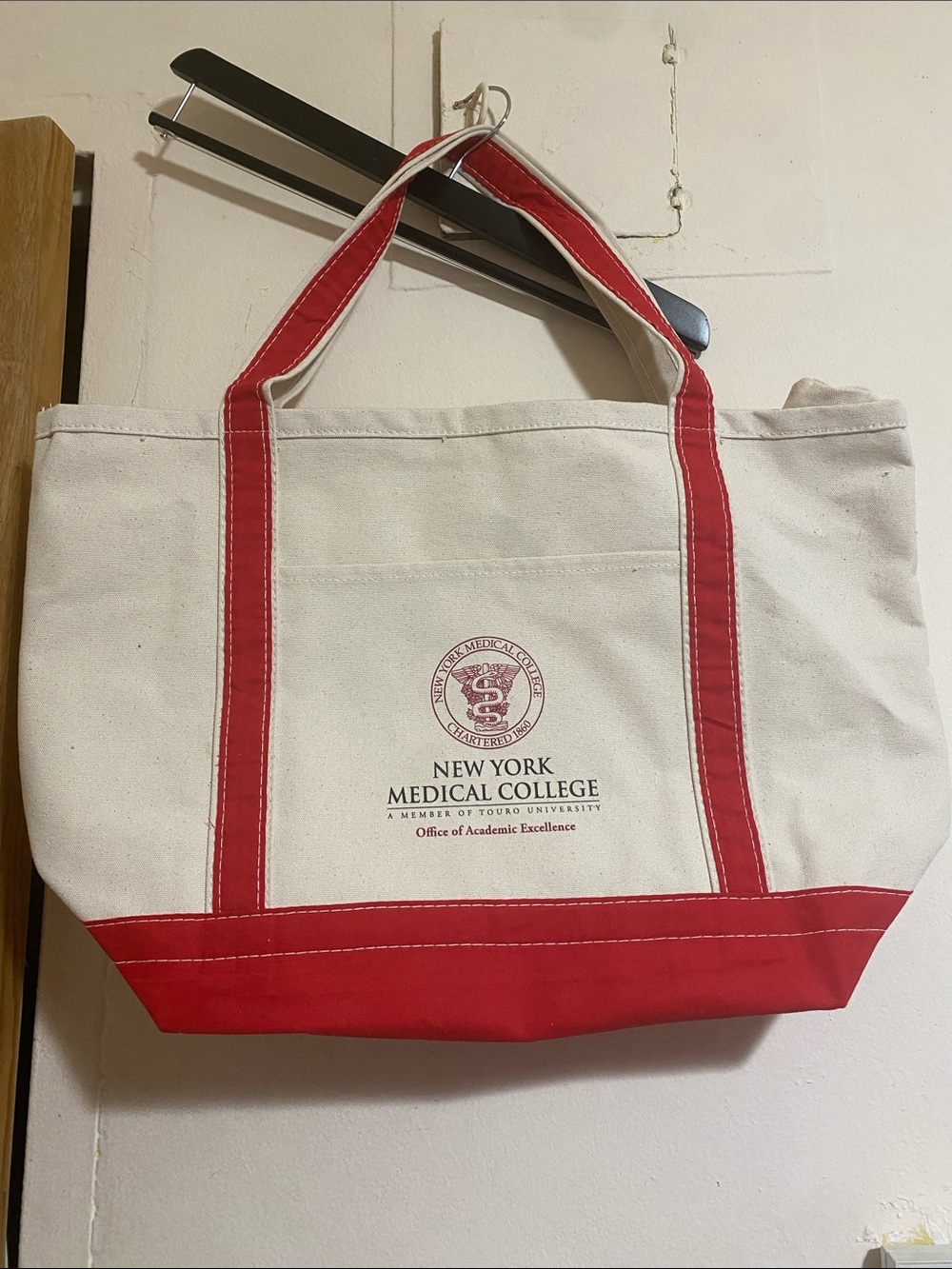 Canvas Tote Bag in Cream and Red unisex open to Offers New